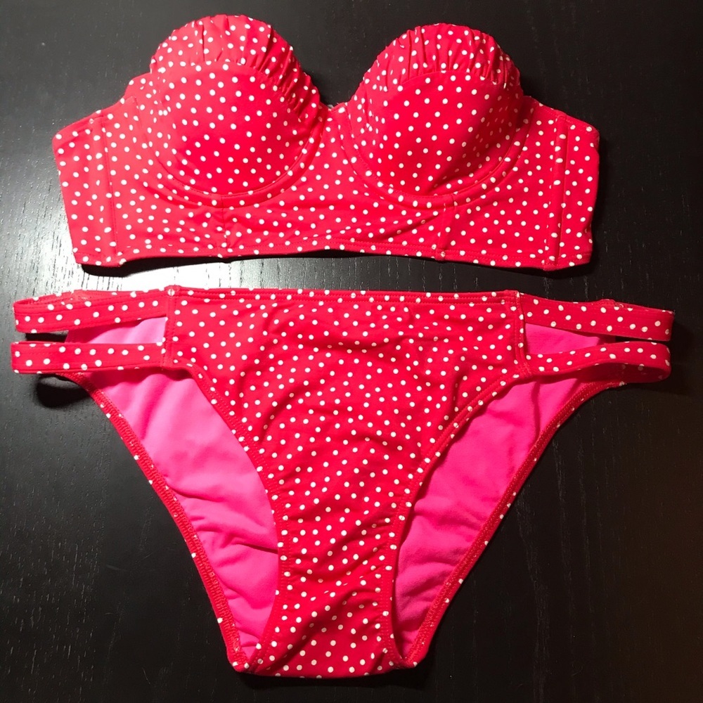 Abercrombie & Fitch bikini red dots gently used S